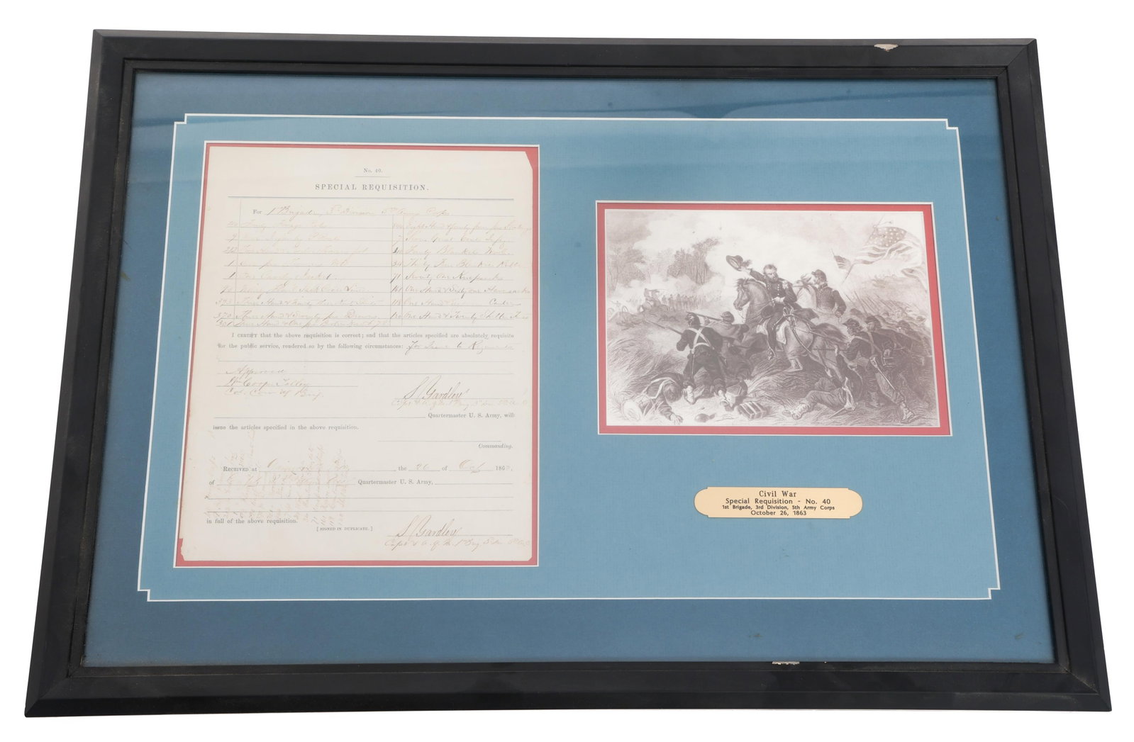 CIVIL WAR UNION 1st B. V CORPS SIGNED SUPPLY FORM (1 of 8)