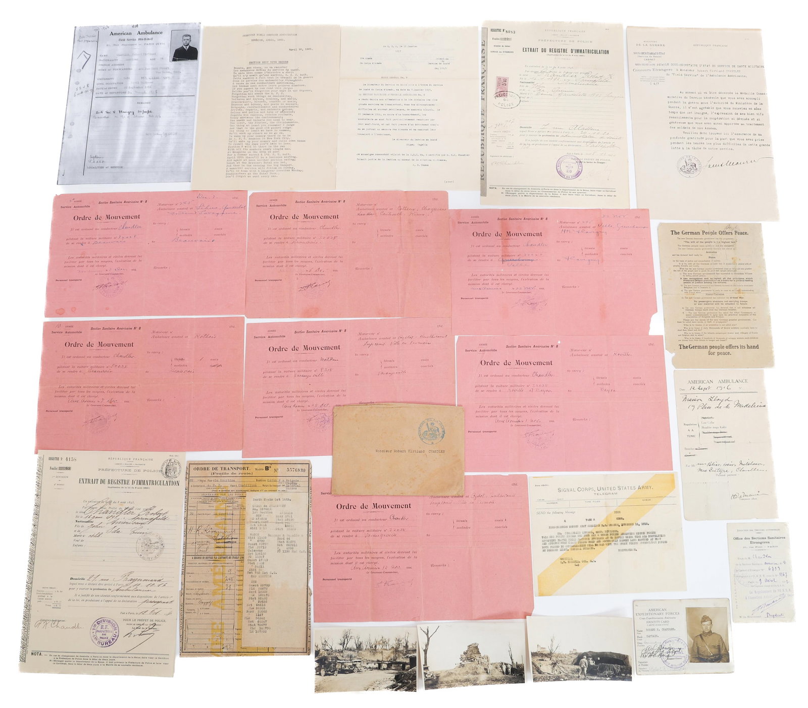 WWI AMERICAN AMBULANCE FIELD SERVICE NAMED GROUP (1 of 20)