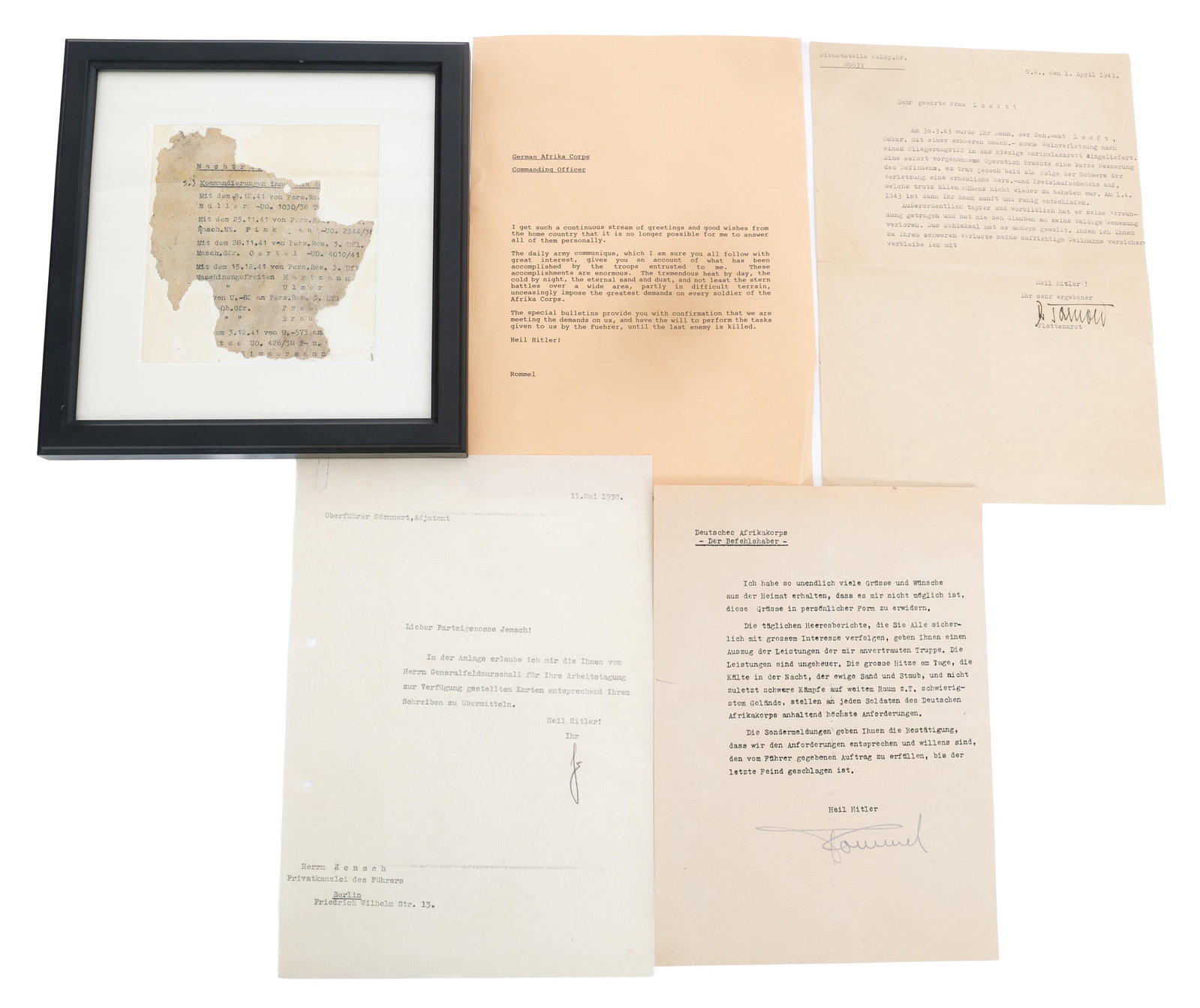 WWII GERMAN ARMY ROMMEL LETTER & PERSONAL LETTERS (1 of 13)