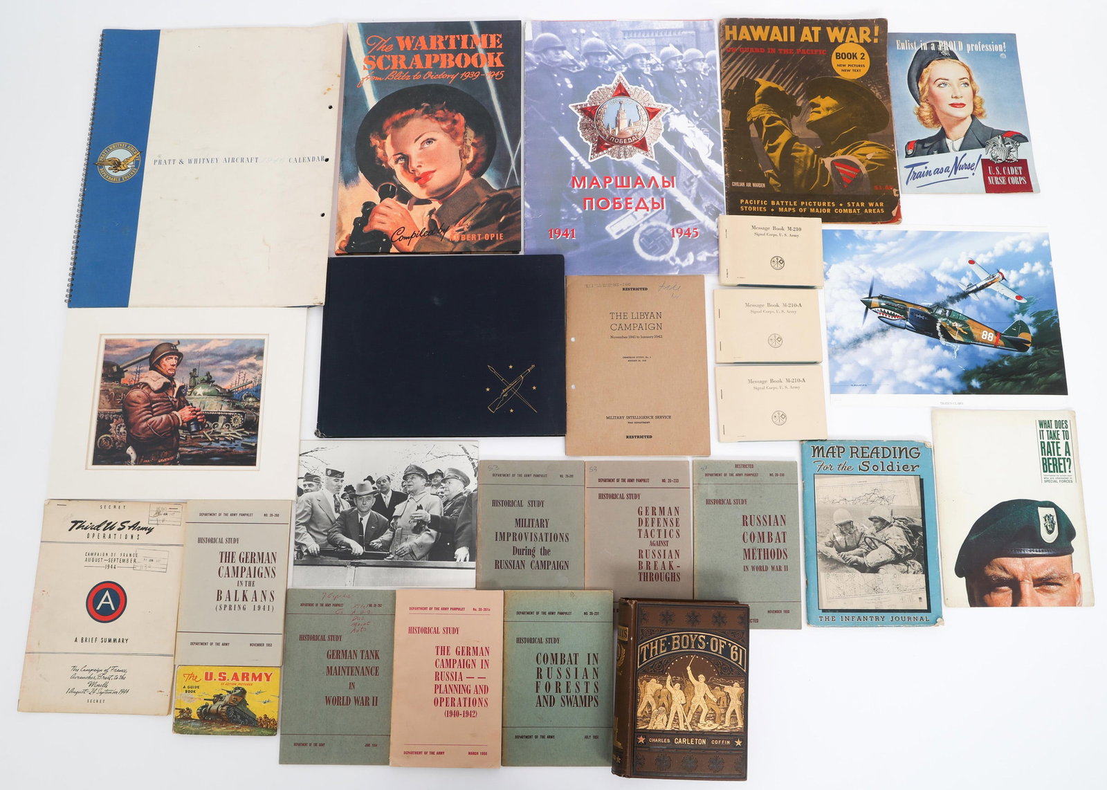 WWII - VIETNAM WAR US ARMY BOOKS, MAGAZINES & ART: WWII - VIETNAM WAR US ARMY BOOKS, MAGAZINES & ART WWII to Vietnam War U.S. Army Books, Magazines and Artwork. Includes Department of the Army Historical Studies from WWII, U.S. Army Guide Book, Signal