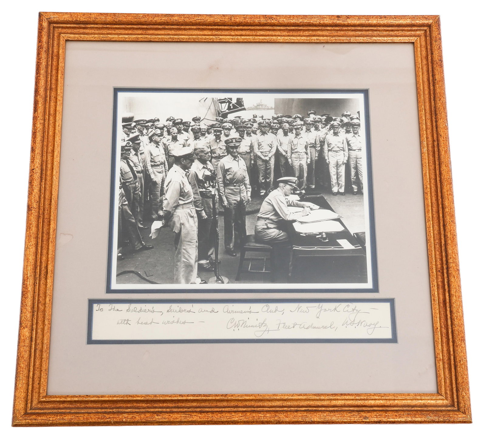 ADMIRAL NIMITZ SIGNED NOTE WITH PHOTO