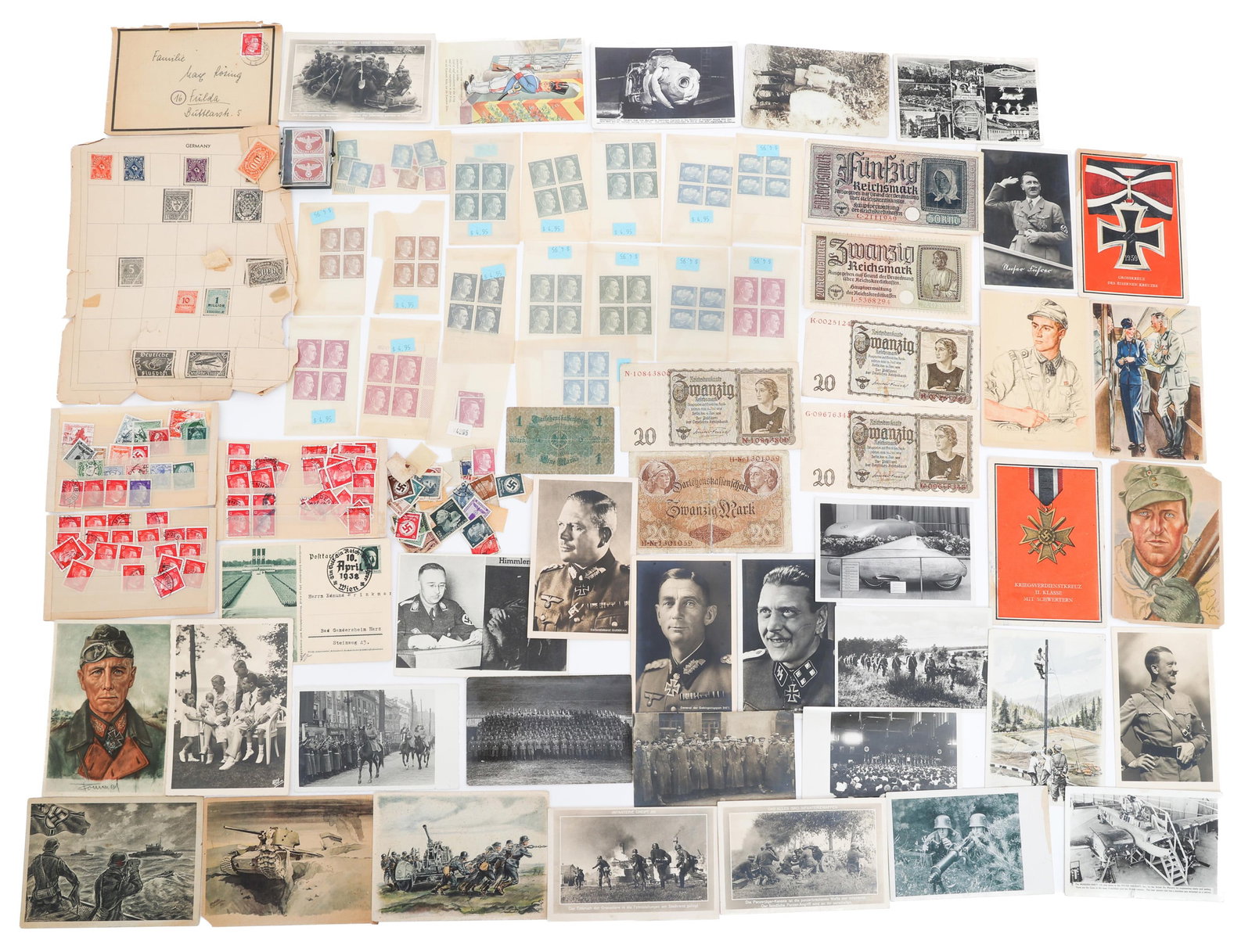 WWII GERMAN POSTAGE STAMPS, POSTCARDS & CURRENCY (1 of 16)