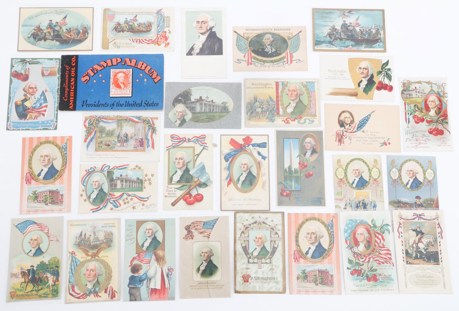 US PRESIDENTS STAMP ALBUM & WASHINGTON POSTCARDS (1 of 19)