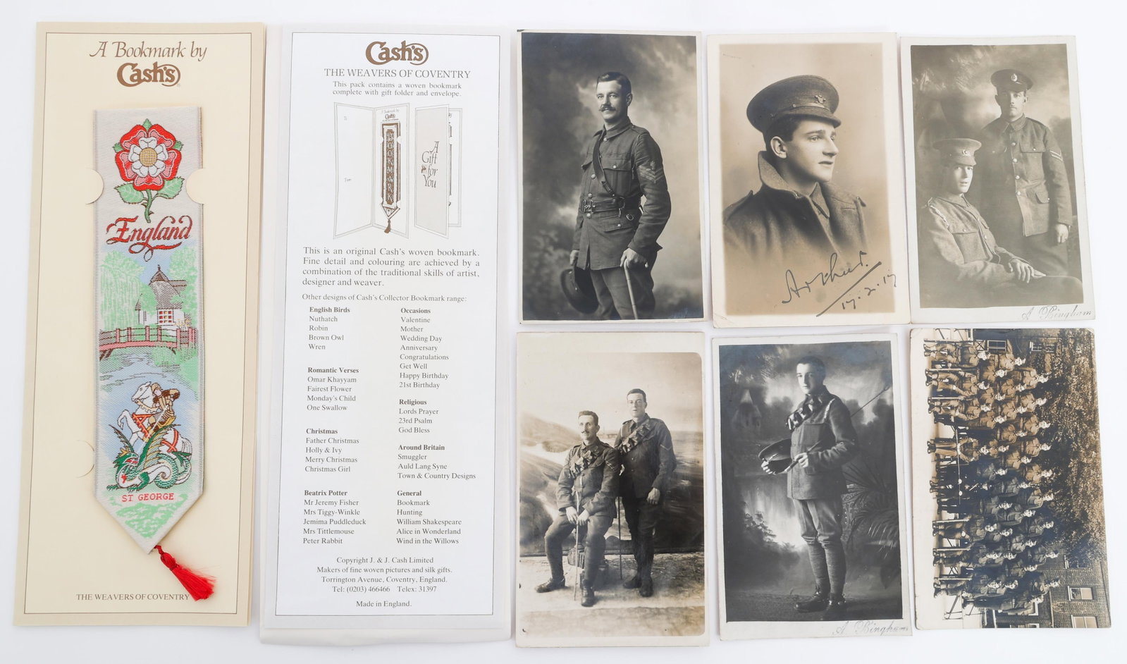 WWI BRITISH ARMY POSTCARDS & CASH'S BOOKMARK (1 of 13)
