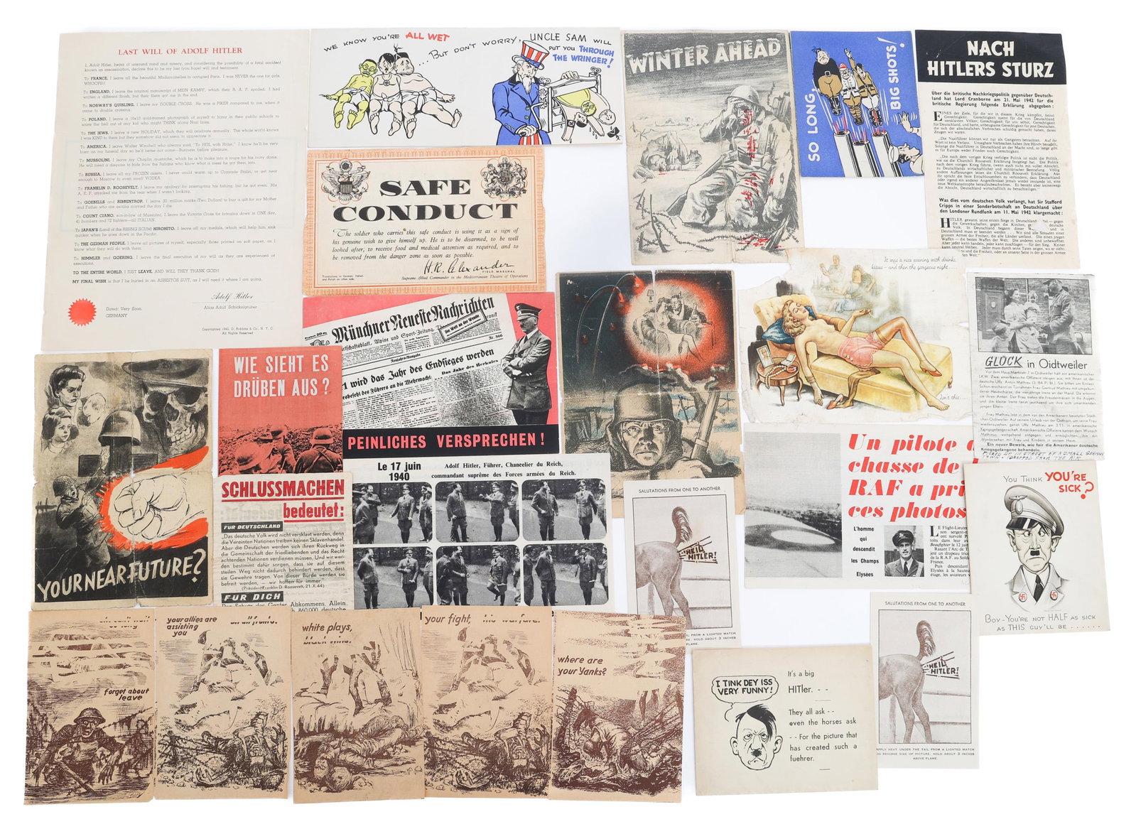 WWII ALLIED & GERMAN PROPAGANDA LEAFLETS