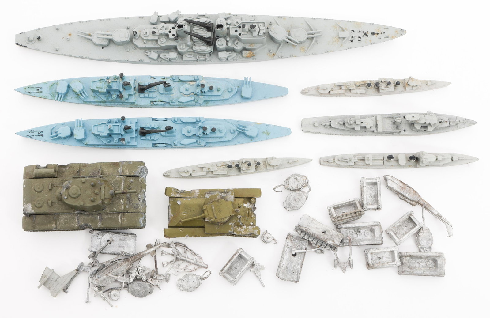 PAINTED METAL WARSHIP AND TANK MODELS (1 of 9)