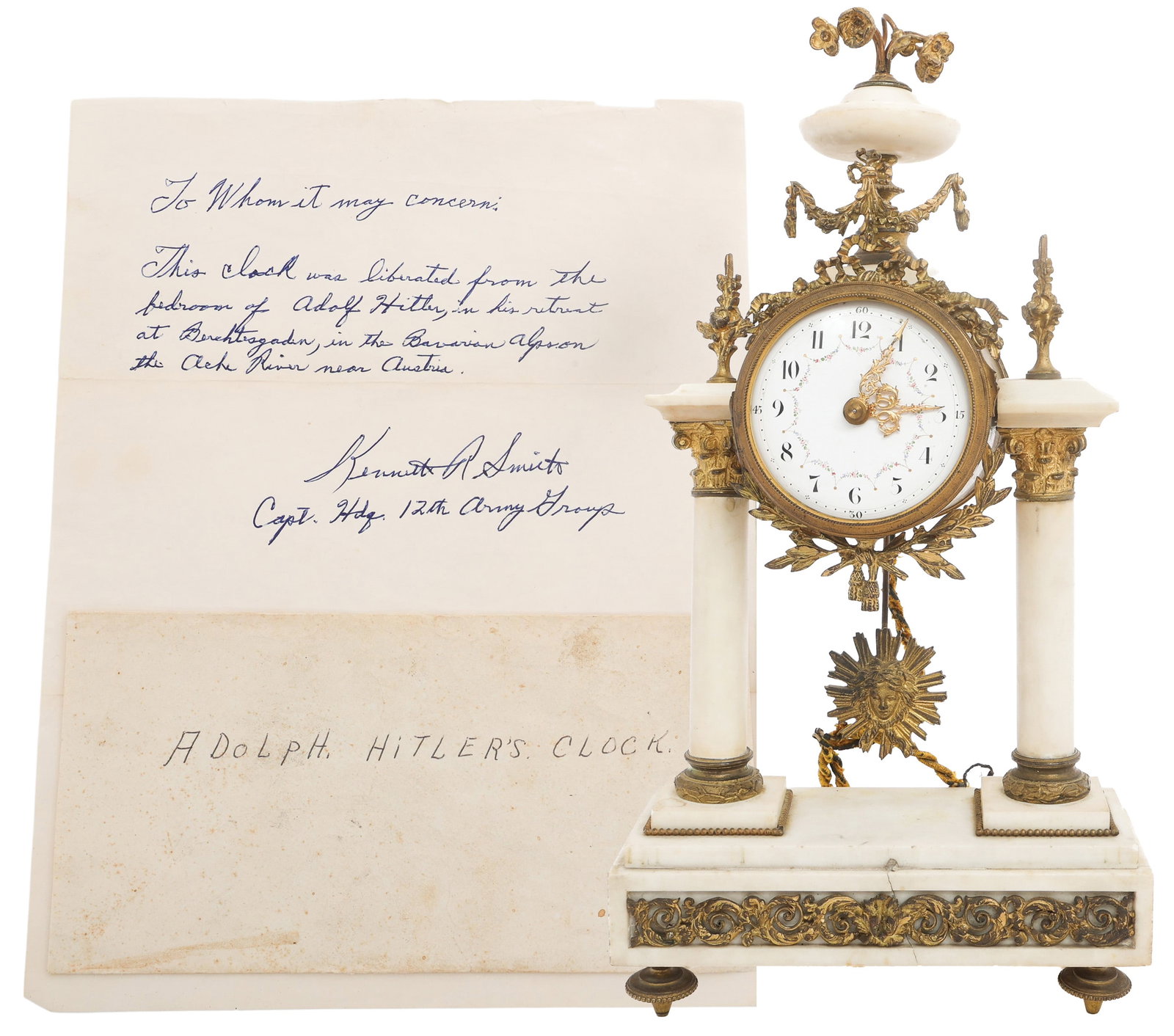 WWII US VET BRING BACK HITLER'S CLOCK FROM BERGHOF: WWII US VET BRING BACK HITLER'S CLOCK FROM BERGHOF WWII US Army Veteran Bring Back Clock from The Berghof, Hitler's Mountain retreat in Obersalzberg, near Berchtesgaden. Hitler spent a great deal of