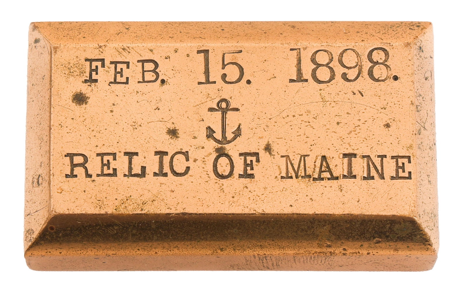 SPAN-AM WAR US NAVY USS MAINE BRONZE INGOT (1 of 3)