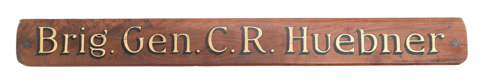WWII US ARMY GENERAL CLARENCE HUEBNER NAME PLATE (1 of 4)