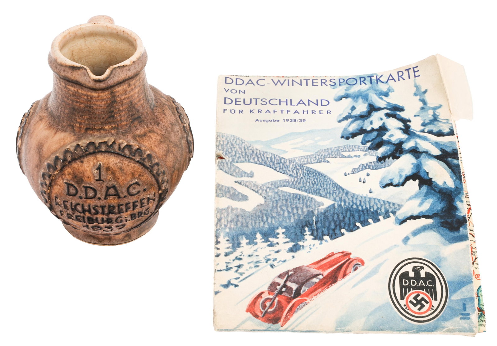 WWII GERMAN DDAC AUTO CLUB MAP & STONEWARE PITCHER (1 of 13)
