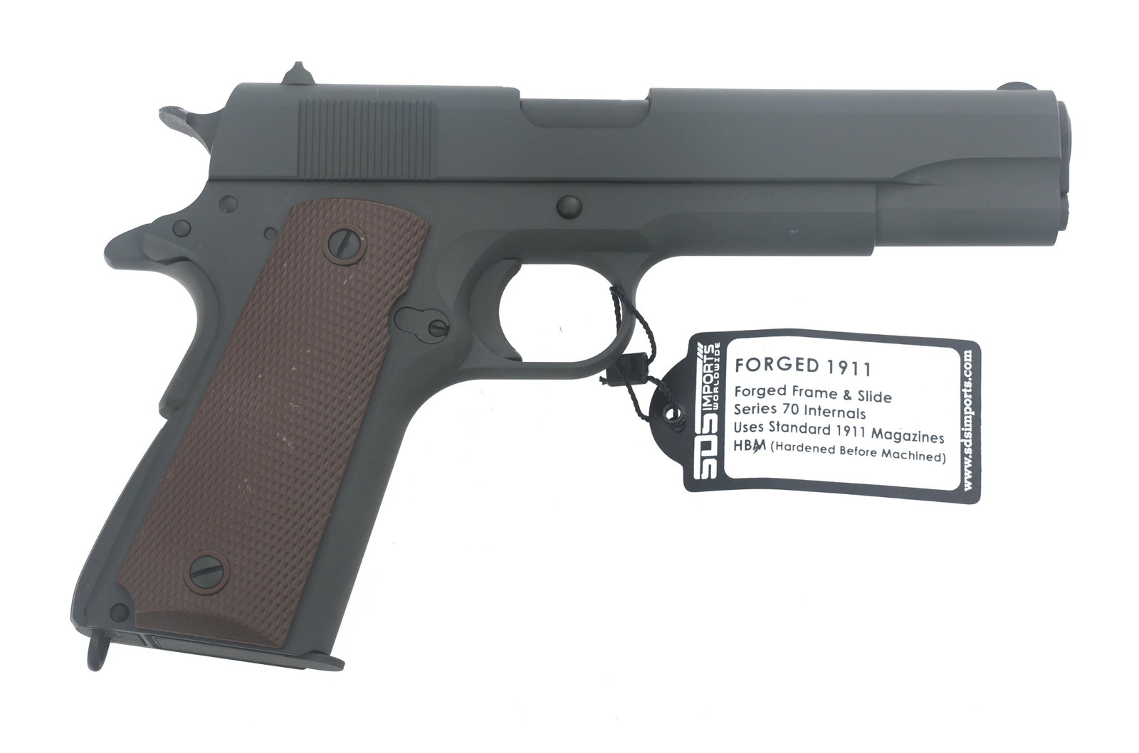 TISAS MODEL 1911A1 .45 ACP CALIBER PISTOL: TISAS MODEL 1911A1 .45 ACP CALIBER PISTOL Tisas Model 1911A1 US Army .45 ACP caliber semi automatic pistol. Import stamped SDS. Parkerized finish. Fixed sights. Checkered composite grips. One magazine