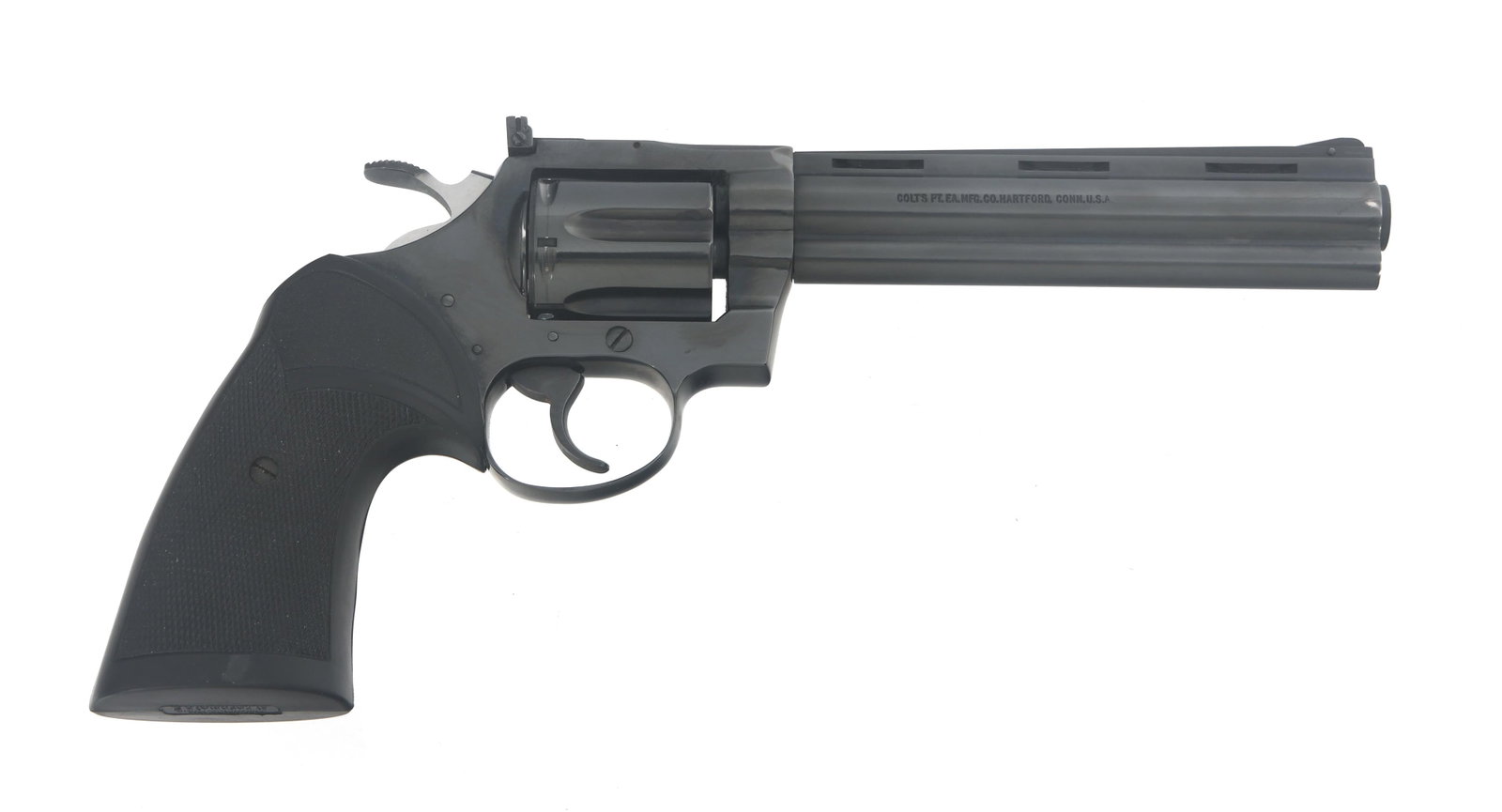 1980 COLT MODEL DIAMONDBACK .22 CALIBER REVOLVER: 1980 COLT MODEL DIAMONDBACK .22 CALIBER REVOLVER 1980 Colt Model Diamondback .22 LR caliber double action revolver. Six inch vented rib barrel. Adjustable rear sight. Blued finish. Pachmayr rubber