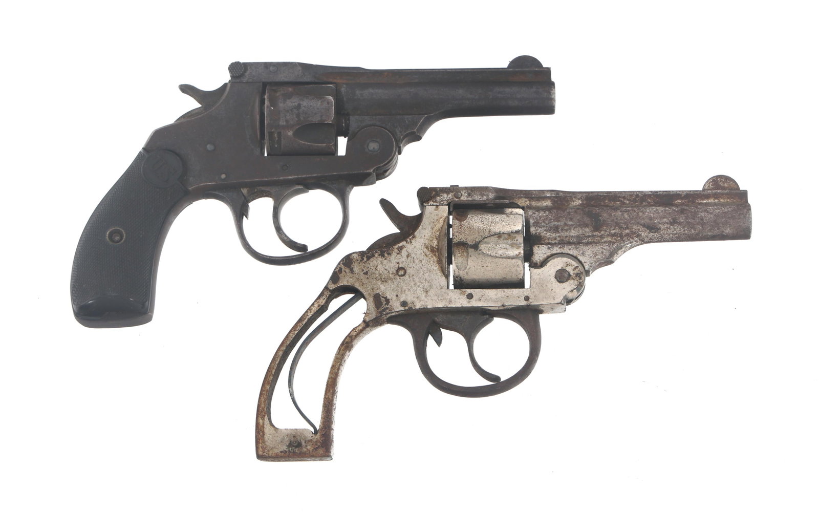 THAMES & US REVOLVER CO 32 CAL TOP BREAK REVOLVERS: THAMES & US REVOLVER CO 32 CAL TOP BREAK REVOLVERS Thames & US Revolver Co. 32 cal top break revolvers. A) Thames Arms Co. .32 caliber double action top break revolver. Nickel plated. Fixed sights.