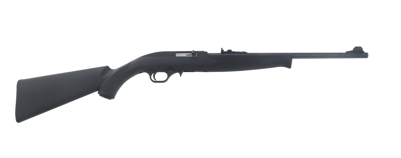 MOSSBERG MODEL 702 PLINKSTER .22 LR CALIBER RIFLE: MOSSBERG MODEL 702 PLINKSTER .22 LR CALIBER RIFLE Mossberg International Model 702 Plinkster .22 LR caliber semi automatic rifle. Matte black finish. Hooded front sight. Adjustable rear sight. Checker