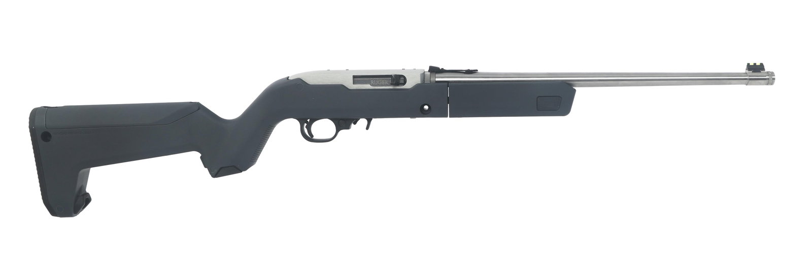 RUGER MODEL 10/22 .22 LR CALIBER TAKEDOWN CARBINE: RUGER MODEL 10/22 .22 LR CALIBER TAKEDOWN CARBINE Ruger Model 10/22 .22 LR caliber semi-automatic takedown carbine. Matte stainless steel finish. Picatinny rail. Front and rear fiber optic sights. Thr