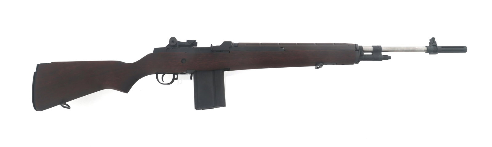 SPRINGFIELD ARMORY MODEL M1A 7.62mm CAL RIFLE: SPRINGFIELD ARMORY MODEL M1A 7.62mm CAL RIFLE Springfield Armory Model MA9822 M1A 7.62x51mm caliber semi automatic rifle. Stainless steel barrel. Protected front sight. Adjustable rear sight. Flash hi