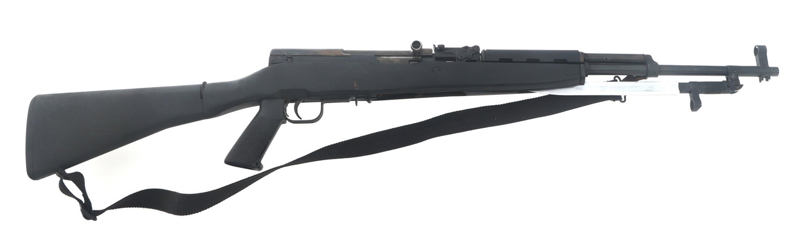 CHINESE TYPE 56 7.62mm CALIBER SKS RIFLE: CHINESE TYPE 56 7.62mm CALIBER SKS RIFLE Chinese Type 56 7.62x39mm caliber semi-automatic SKS rifle. Import stamped CJA. Hooded front sight. Adjustable rear sight. Folding bayonet. Painted wood stock 