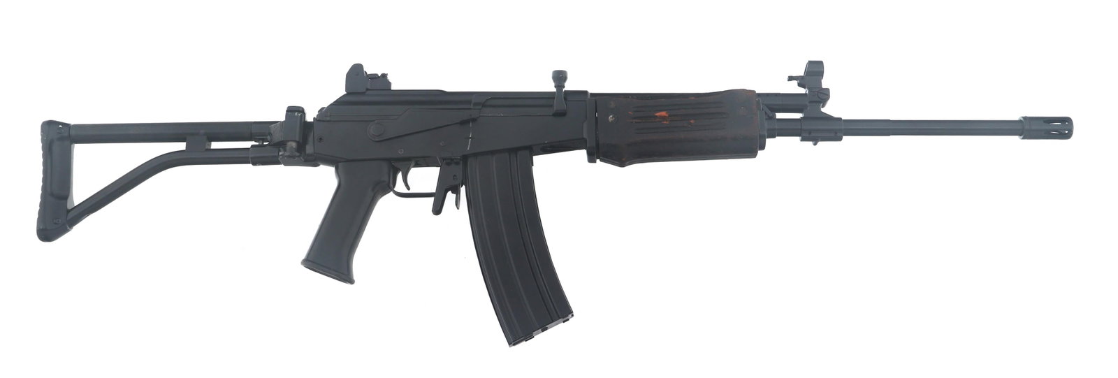 CNC WARRIOR USA MODEL GL-101 .223 CALIBER RIFLE: CNC WARRIOR USA MODEL GL-101 .223 CALIBER RIFLE CNC Warrior USA Model GL-101 .223 caliber semi automatic rifle. Black finish. Adjustable sights. Wood handguard. Folding stock. Two magazines. Caliber /