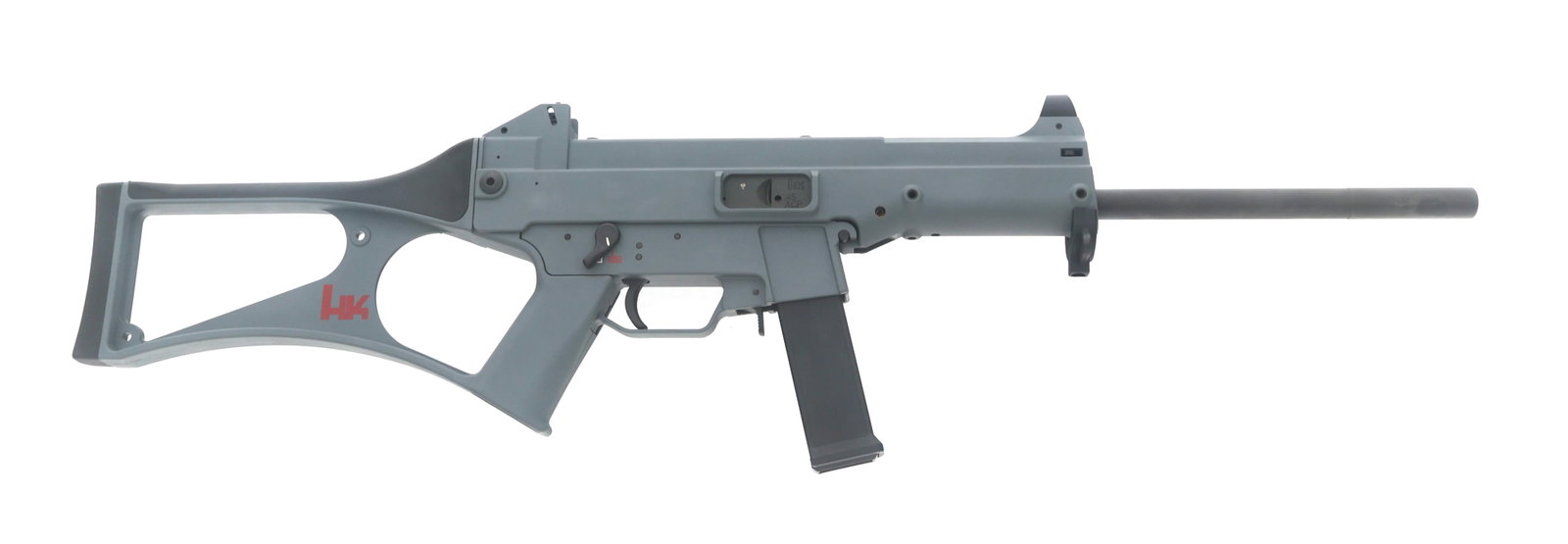HK MODEL USC .45 CALIBER SEMI AUTOMATIC CARBINE: HK MODEL USC .45 CALIBER SEMI AUTOMATIC CARBINE HK Model USC .45 ACP caliber semi automatic carbine. Composite frame and receiver. One magazine. HK tool. Original box with manual. Caliber / Gauge: 45 