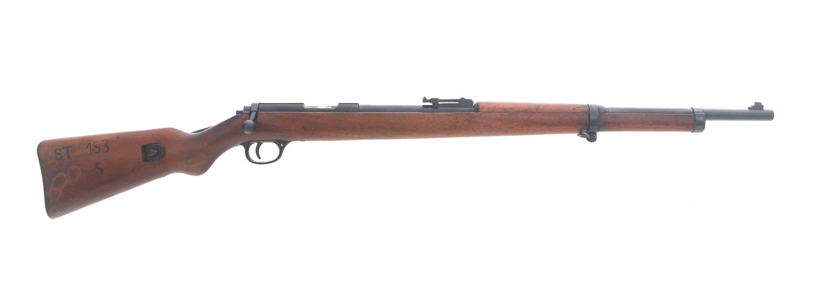 WALTHER SPORTMODEL II .22 LR CAL TRAINING RIFLE: WALTHER SPORTMODEL II .22 LR CAL TRAINING RIFLE Walther Sportmodel II .22 LR caliber single shot training rifle. Walther banner and SportmodelI stamped on top of barrel. Dove tailed cut receiver with 