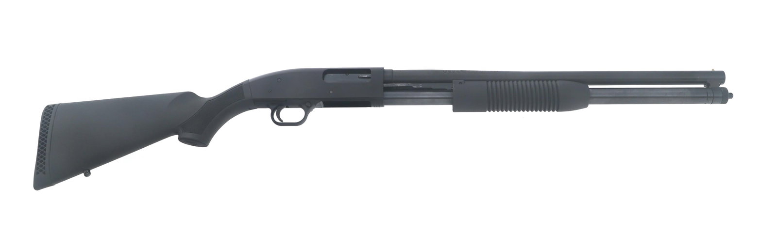 MOSSBERG MAVERICK MODEL 88 12 GAUGE SHOTGUN: MOSSBERG MAVERICK MODEL 88 12 GAUGE SHOTGUN Mossberg Model Maverick 88 12 gauge pump action shotgun. 2.75"-3" shells. Fixed Cylinder choke. Blued finish. Bead front sight. Composite stock with rubber 