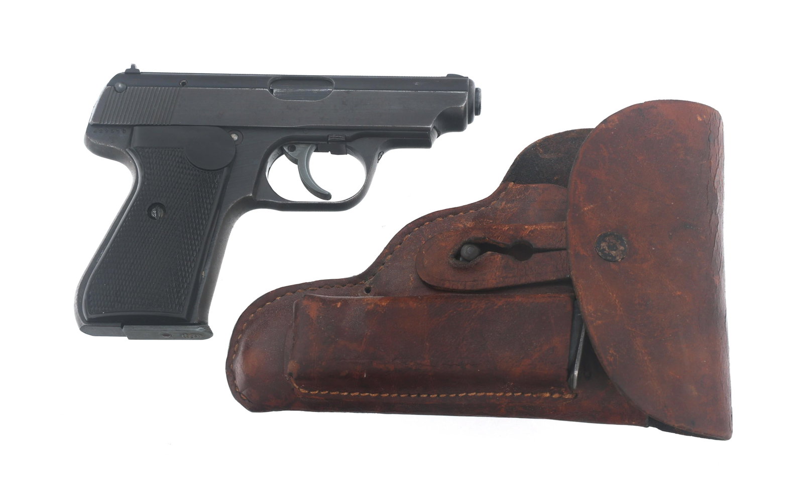 SIG SAUER MODEL 38H 7.65mm CALIBER PISTOL: SIG SAUER MODEL 38H 7.65mm CALIBER PISTOL Sig Sauer Model 38H 7.65mm caliber semi automatic pistol. No import stamp. Right side of frame and slide stamped with Eagle over N. Checkered composite grips.