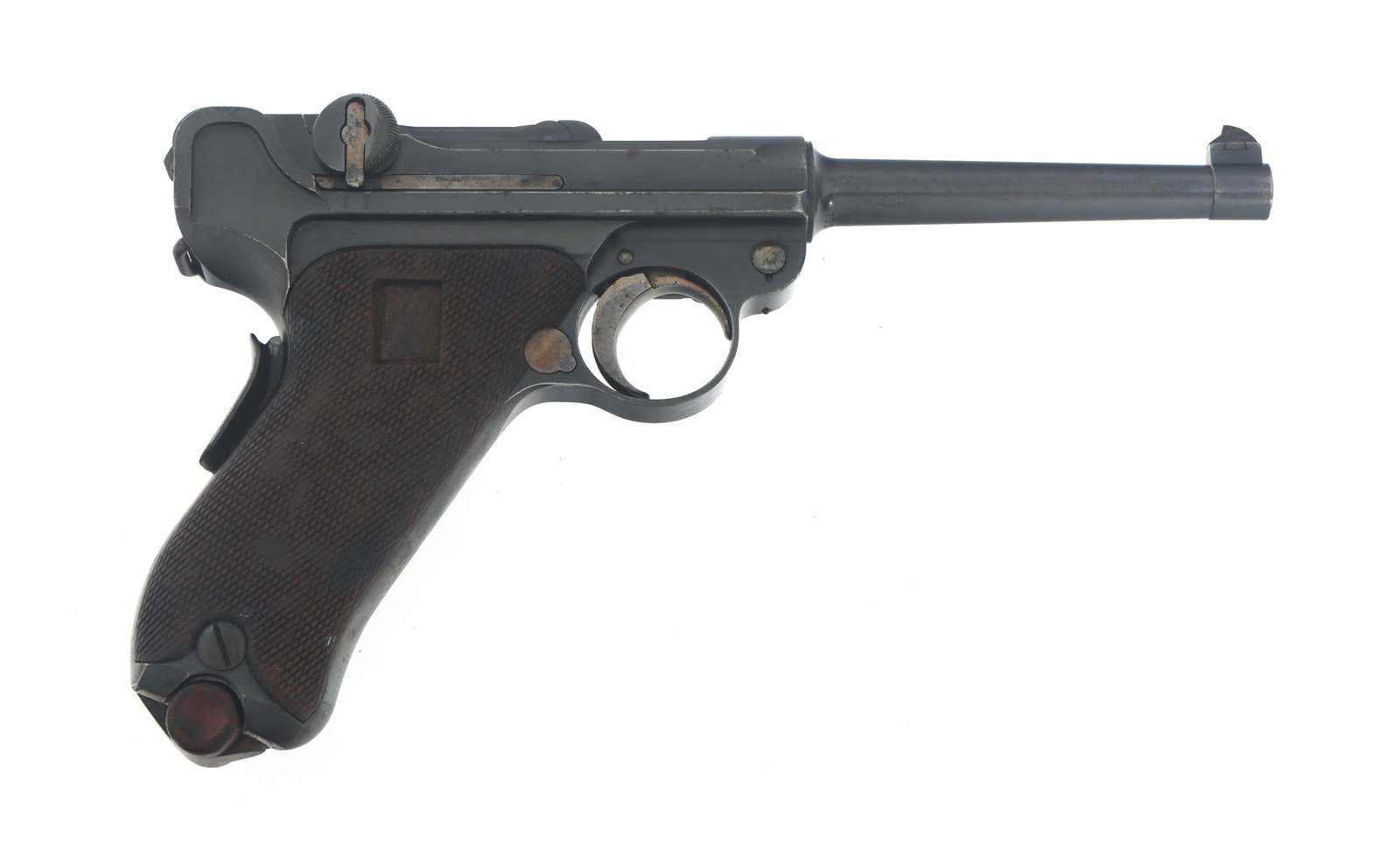 DWM MODEL 1900 COMMERCIAL P08 LUGER PISTOL: DWM MODEL 1900 COMMERCIAL P08 LUGER PISTOL DWM Model 1900 Commercial P08 7.65x21mm caliber Luger pistol. No import mark. Serial number matches on frame, barrel, lock bolt, side plate, grip safety, tri