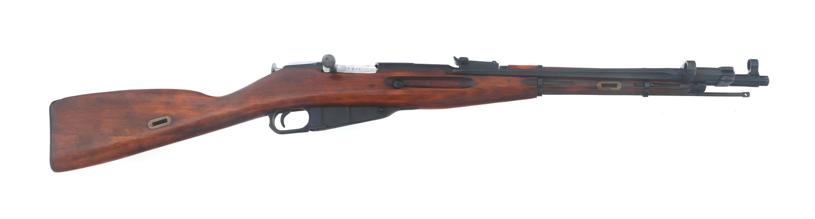 1944 RUSSIAN IZHEVSK MODEL 44 7.62mm CALIBER RIFLE: 1944 RUSSIAN IZHEVSK MODEL 44 7.62mm CALIBER RIFLE 1944 Russian Izhevsk Model 44 7.62x54mmR caliber bolt action rifle. Import stamped RGuns. Serial numbers match on receiver, bolt, floor plate and but