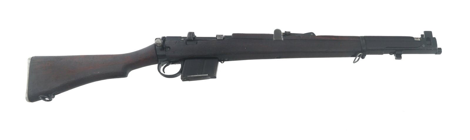 INDIAN ISHAPORE MODEL 2A1 7.62mm CALIBER RIFLE: INDIAN ISHAPORE MODEL 2A1 7.62mm CALIBER RIFLE Indian Ishapore Model 2A1 7.62x51mm caliber bolt action rifle. Serial number matches on receiver, bolt, and stock. Adjustable rear sights. Bayonet lug. W