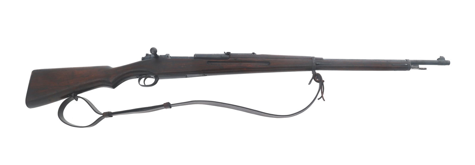 SIAMESE KOISHAKAWA TYPE 46/66 8x52mm CALIBER RIFLE: SIAMESE KOISHAKAWA TYPE 46/66 8x52mm CALIBER RIFLE Siamese Koishikawa Type 46/66 8x52mmR caliber bolt action rifle. No import stamp. Adjustable rear sight. Bayonet lug. Cleaning rod. Leather sling. Wo