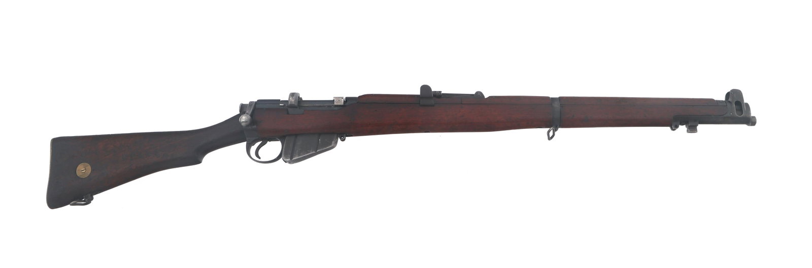 BRITISH SSA MODEL ShtLE III* .303 CALIBER RIFLE: BRITISH SSA MODEL ShtLE III* .303 CALIBER RIFLE 1917 British Standard Small Arms Model ShtLE III* .303 caliber bolt action rifle. JJ CO import stamp. Receiver re-arsenal numbered R17532. Serial number