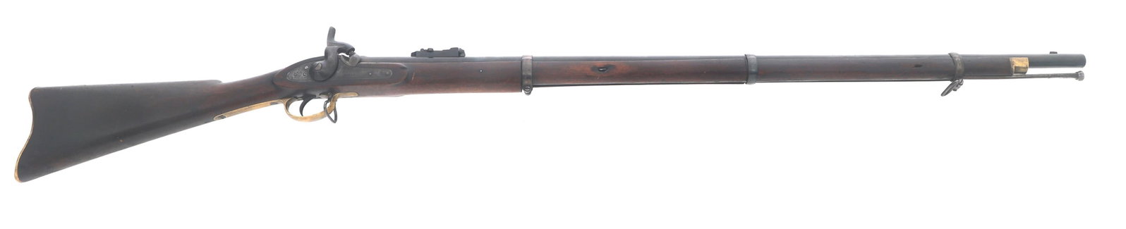 CONFEDERATE MARKED 1862 TOWER 1853 MUSKET: CONFEDERATE MARKED 1862 TOWER 1853 MUSKET Civil War Confederate Marked 1862 Tower Enfield Pattern 1853 .577 caliber musket. London proofed barrel. JS With Anchor stamp behind trigger guard. Top of