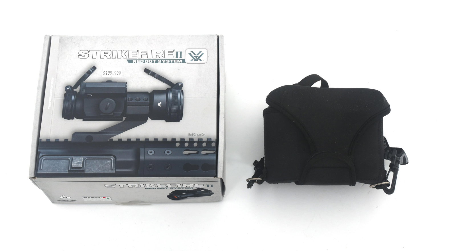 VORTEX AND BUSHNELL SIGHTING SCOPES: VORTEX AND BUSHNELL SIGHTING SCOPES Vortex and Bushnell sighting scopes. A) Bushnell Model Yardage Pro Compact 600 laser range finder. Neoprene case. B) Vertex Model Strikefire II Red Dot system.