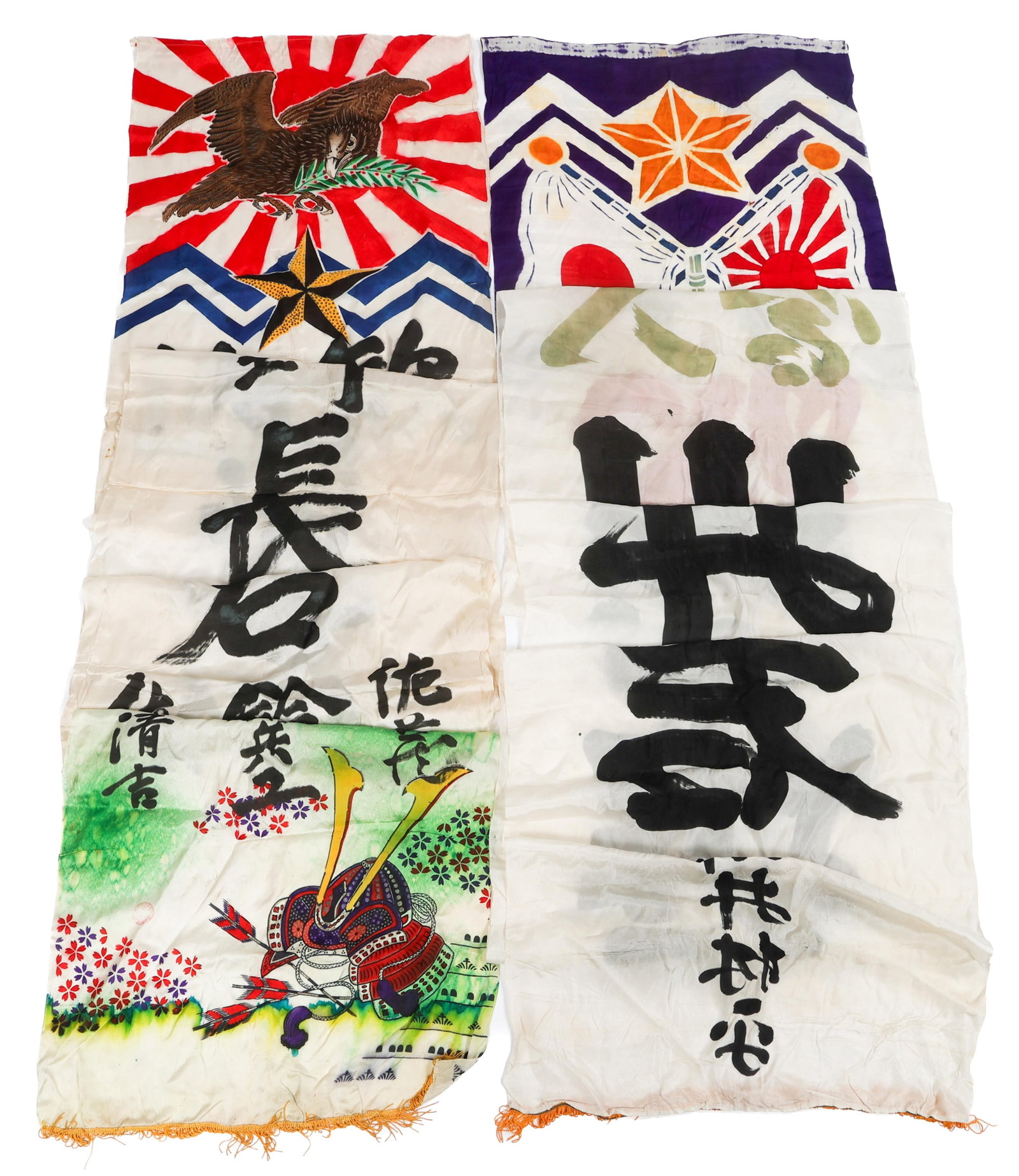 WWII JAPANESE SHUSSEI NOBORI SEND OFF BANNERS (1 of 3)