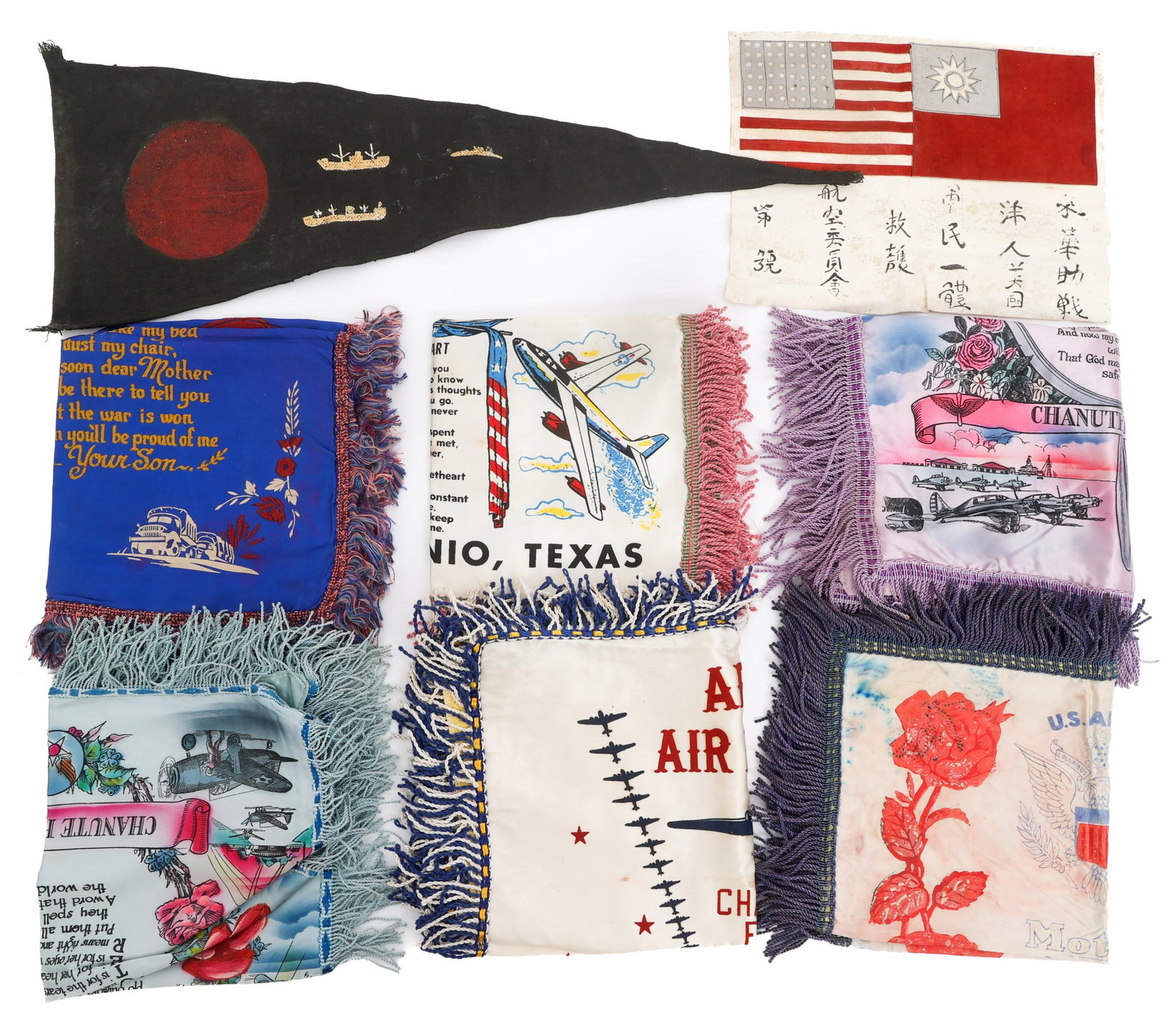 WWII - VIETNAM WAR USAAF PILLOW CASES & BLOOD CHIT (1 of 17)