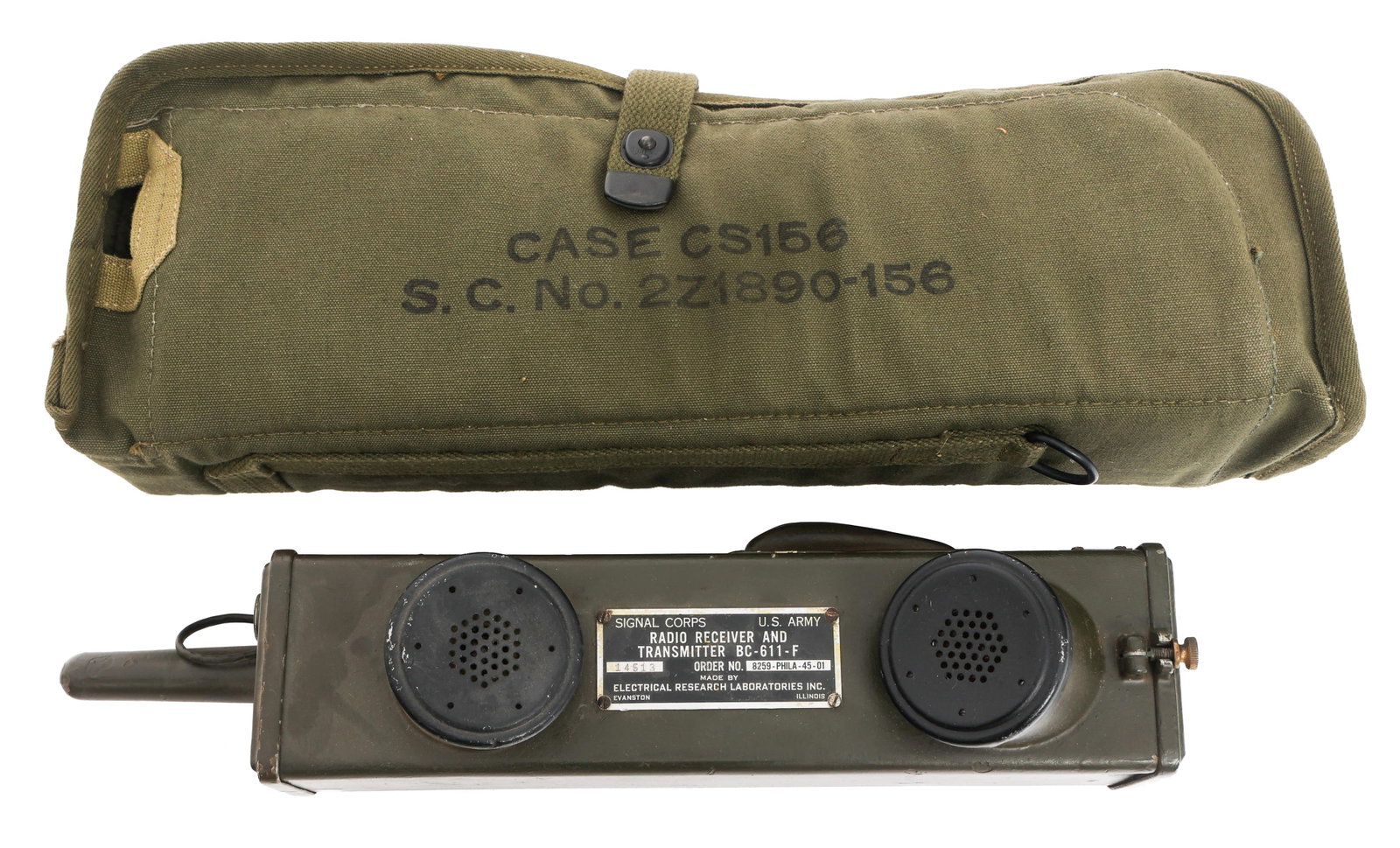 WWII US ARMY SIGNAL CORPS BC-611-F RADIO IN CASE (1 of 12)