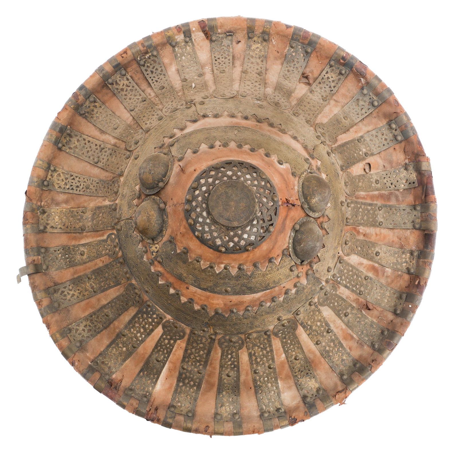 EARLY 20th C. ETHIOPIAN RAS LEATHER SHIELD (1 of 9)