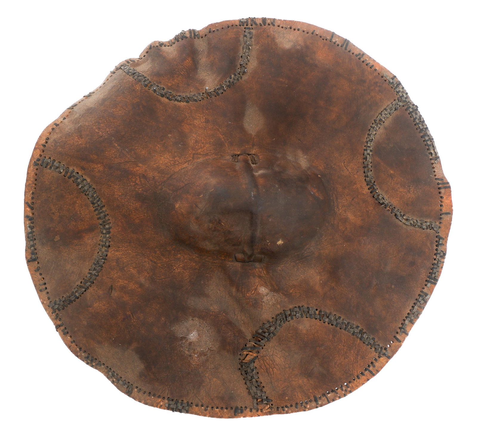 EARLY 20th C. SUDANESE BEJA LEATHER SHIELD (1 of 8)