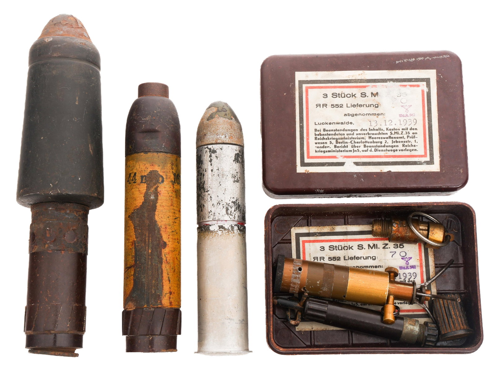 WWII GERMAN RIFLE GRENADES & S-MINE FUSE (1 of 11)