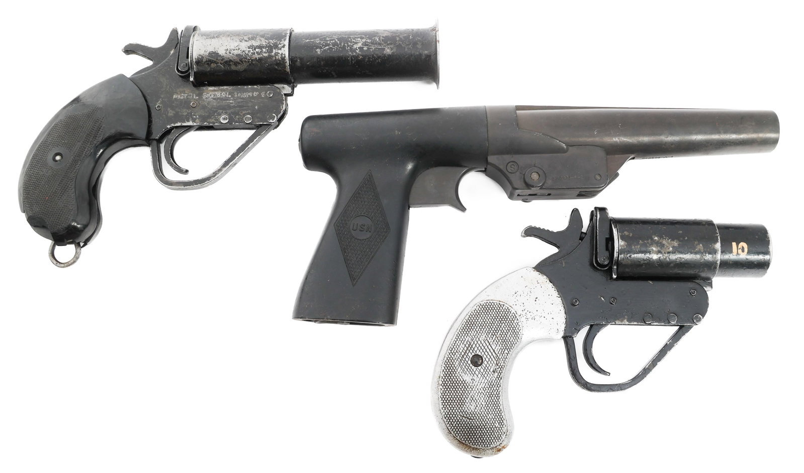 WWII US & BRITISH SEDGLEY & Mk 5 FLARE PISTOLS (1 of 18)