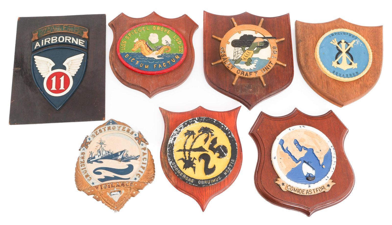 COLD WAR US NAVY & ARMY UNIT PLAQUES: COLD WAR US NAVY & ARMY UNIT PLAQUES Cold War US Navy and Army Plaques. Includes 11th Airborne 127th Engineer Battalion, Desron 25th Destroyer Squadron, Assault Craft Unit Two, 8th Amphibious