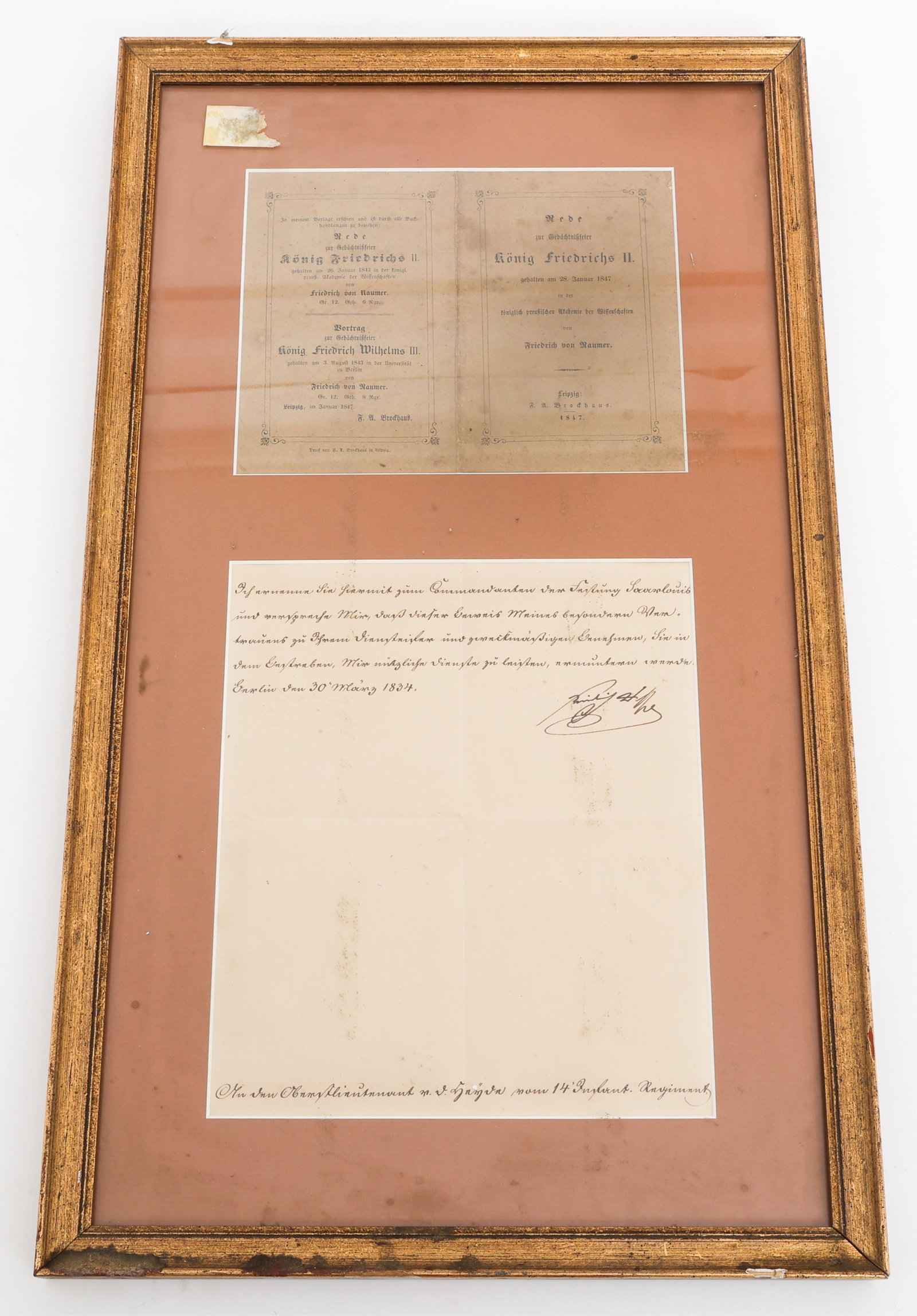 PRUSSIAN KING FREDERICK WILLIAM III SIGNED NOTE - 2