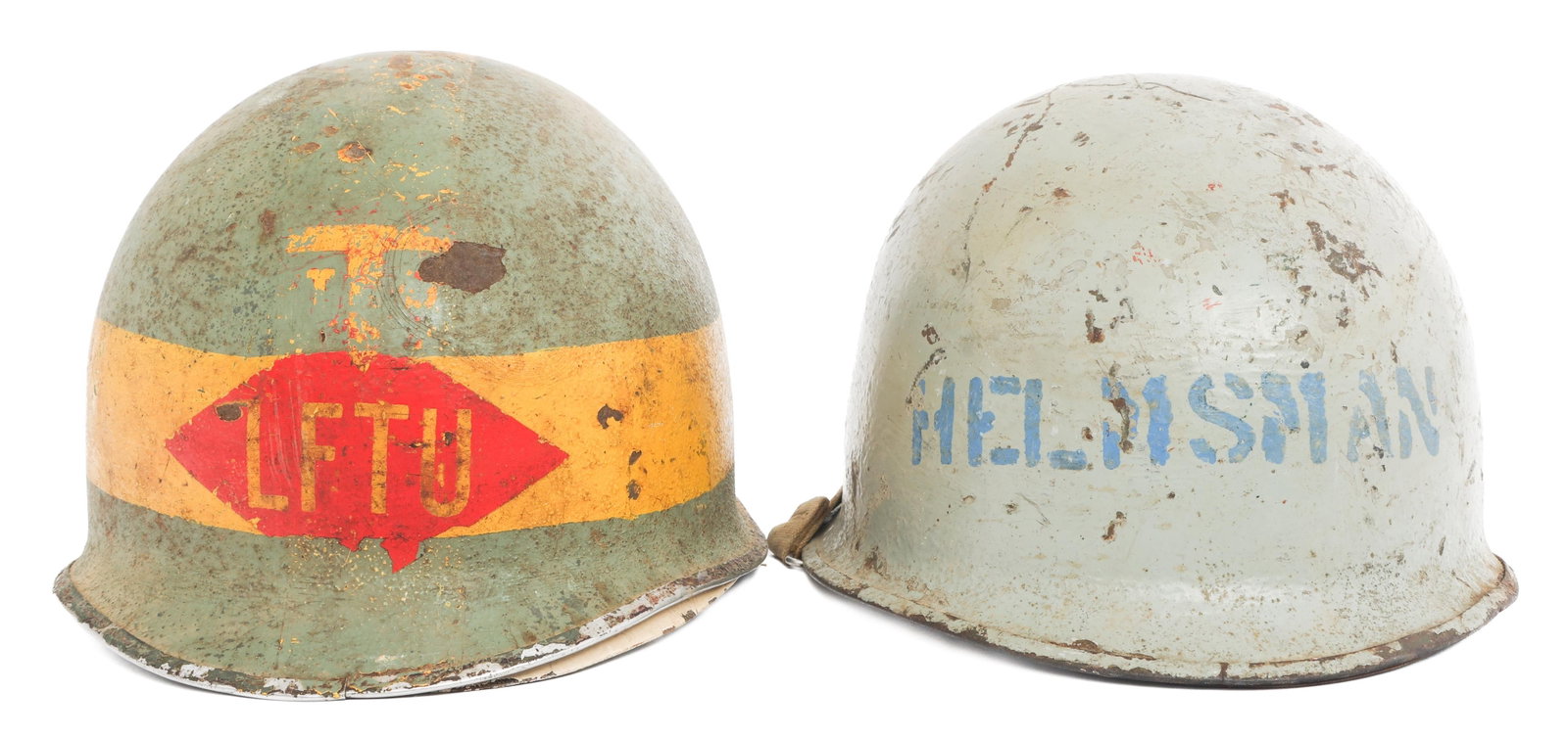 WWII US ARMY PAINTED M1 COMBAT HELMETS (1 of 14)