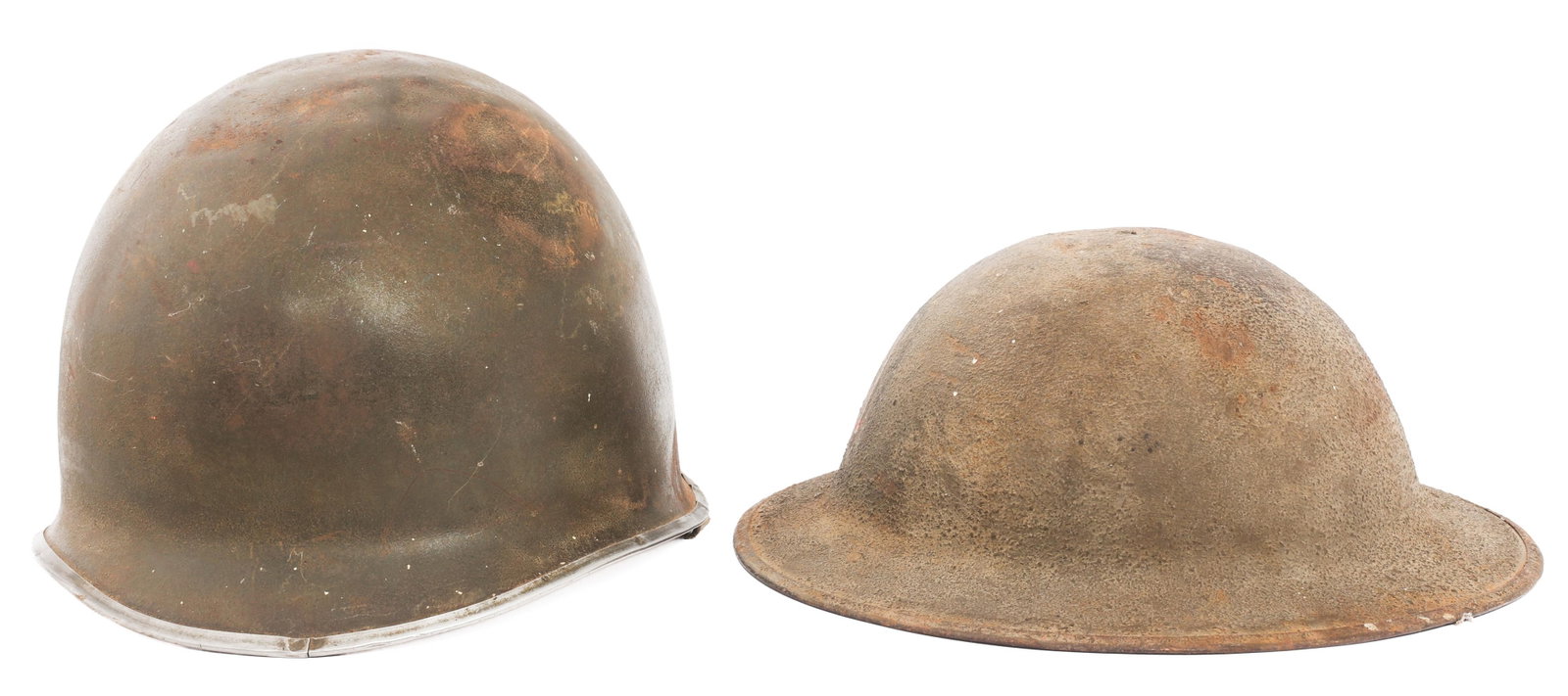 WWII US EARLY M1 & 89th DIV M1917 COMBAT HELMETS (1 of 14)