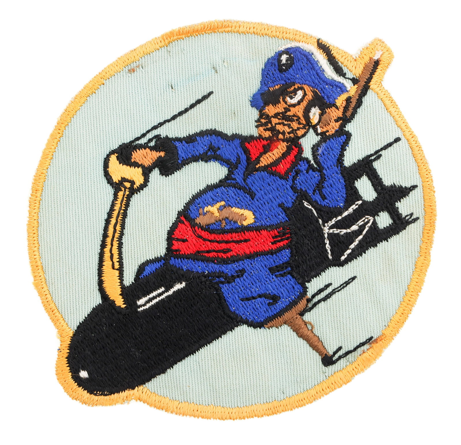 WWII US NAVY VPB-109 PATROL BOMBING SQUADRON PATCH: WWII US NAVY VPB-109 PATROL BOMBING SQUADRON PATCH WWII U.S. Navy VPB-109 Patrol Bombing Squadron Patch. Twill embroidered in silk/cotton threads with mesh backing. Size: 4" Provenance: Lifetime Milit