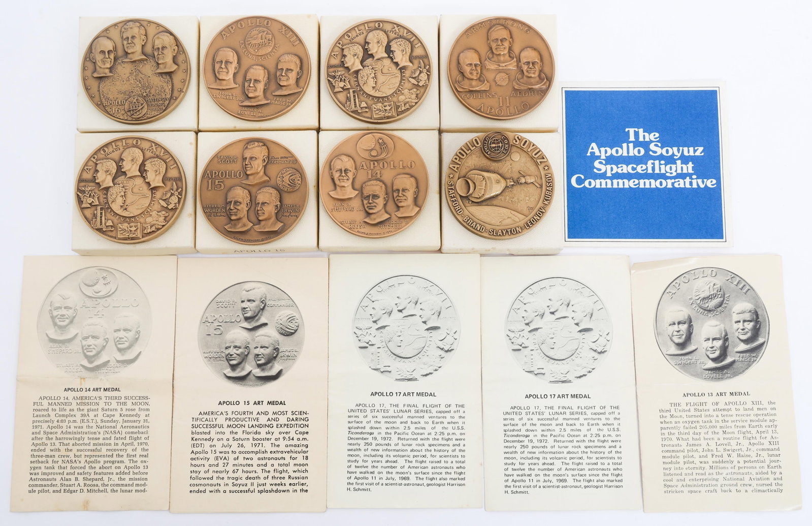 US NASA APOLLO MISSIONS BRONZE TABLE MEDALS (1 of 10)