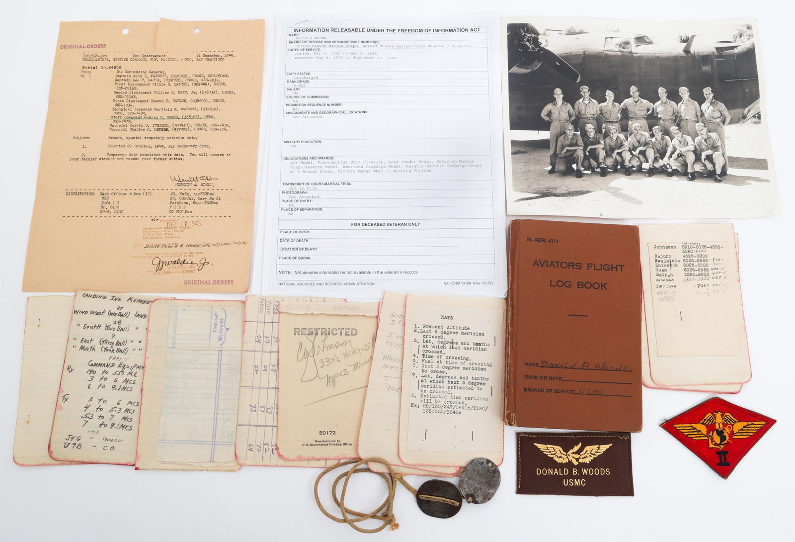 WWII USMC AVIATOR 2nd AIR WING NAMED GROUPING (1 of 17)