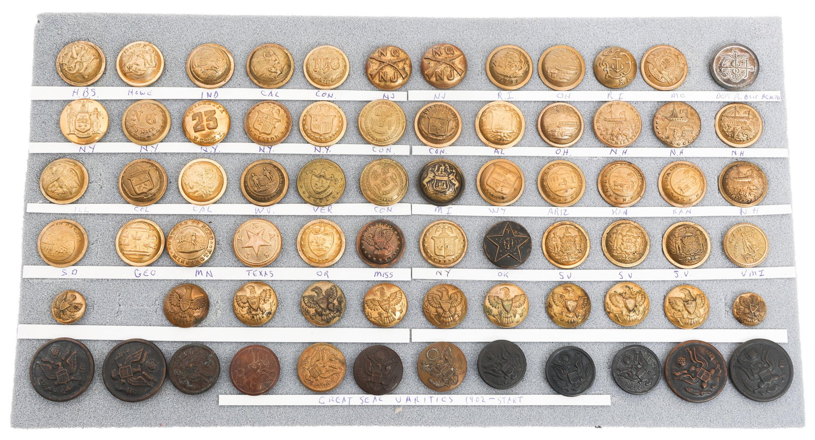 INDIAN WARS - SPAN-AM US FEDERAL & STATE BUTTONS (1 of 14)