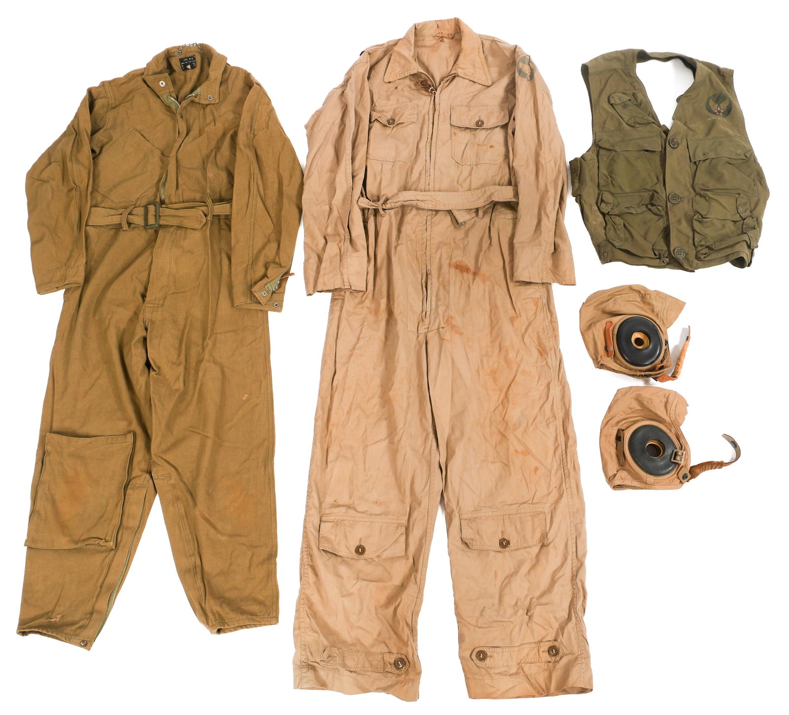 WWII US AAF FLIGHT HELMETS, FLIGHT SUITS & C1 VEST (1 of 18)