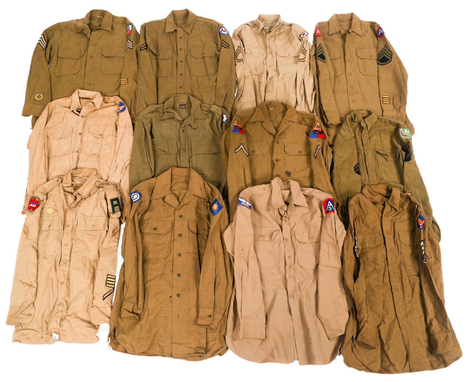 WWII US ARMY KHAKI & OD SERGE WOOL SERVICE SHIRTS (1 of 14)